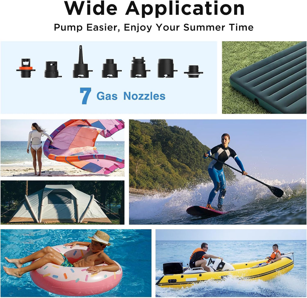 AIRBANK Paddle Board Pump Electric 20PSI The Puffer Pro, Portable SUP Pump, Dual-Stage Inflation & Auto-Off Air Pump for Stand up Paddle Boards, Kayak, Inflatables, Boats, Tent, Kite Wings