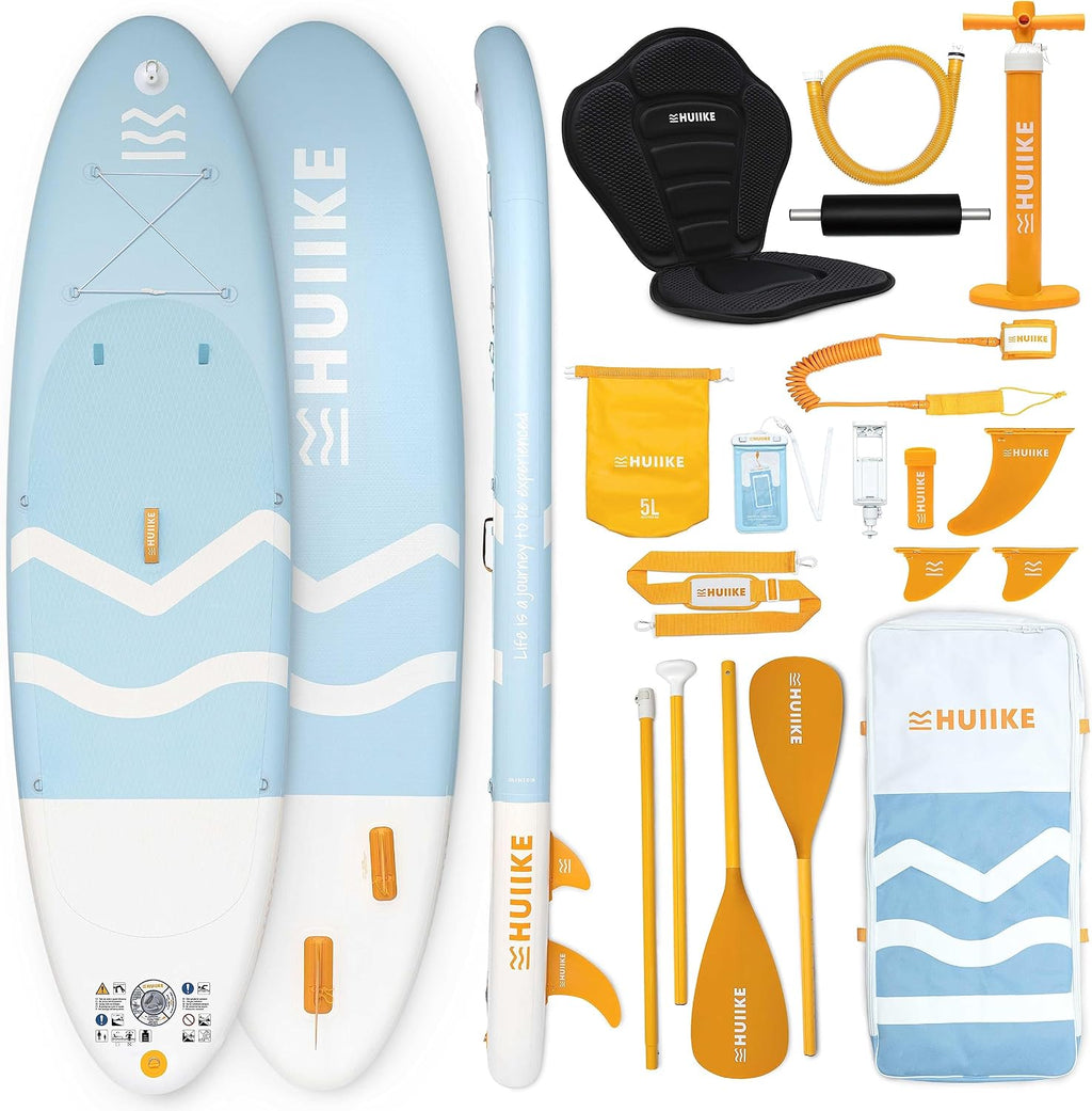 HUIIKE Inflatable Paddle Board for Adults with Accessories Included, Oar, Fins, Pump. Stand Up Paddleboard Great Stability and Resistance. 10' x 33' x 5.9', Maximum Load 286 lb