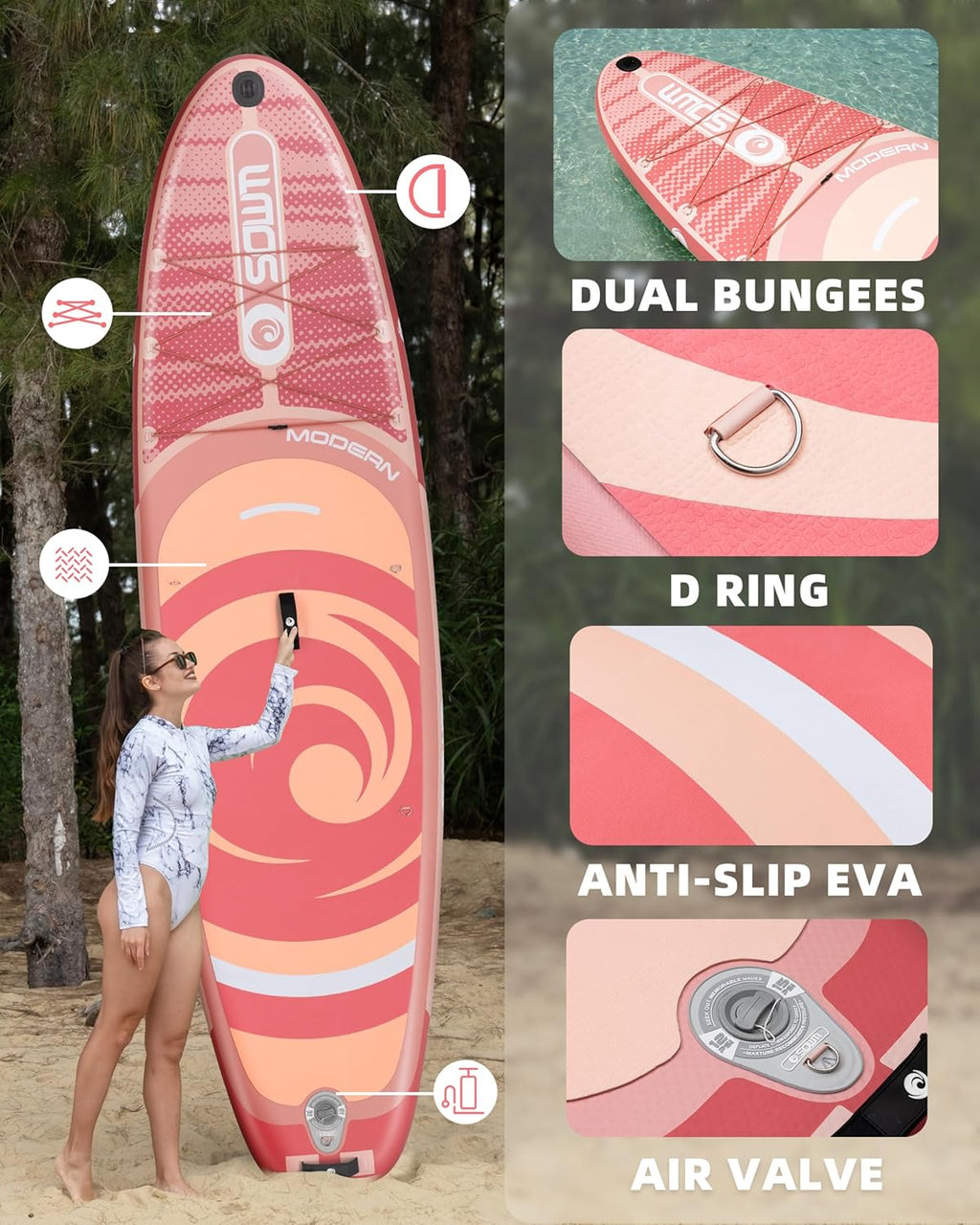 Inflatable Paddle Boards, Stand Up Paddle Board for Adults Youth of All-Round, 10'6'' *33'' * 6'' Extra Wide & No-Slip Sup for Yoga Fishing