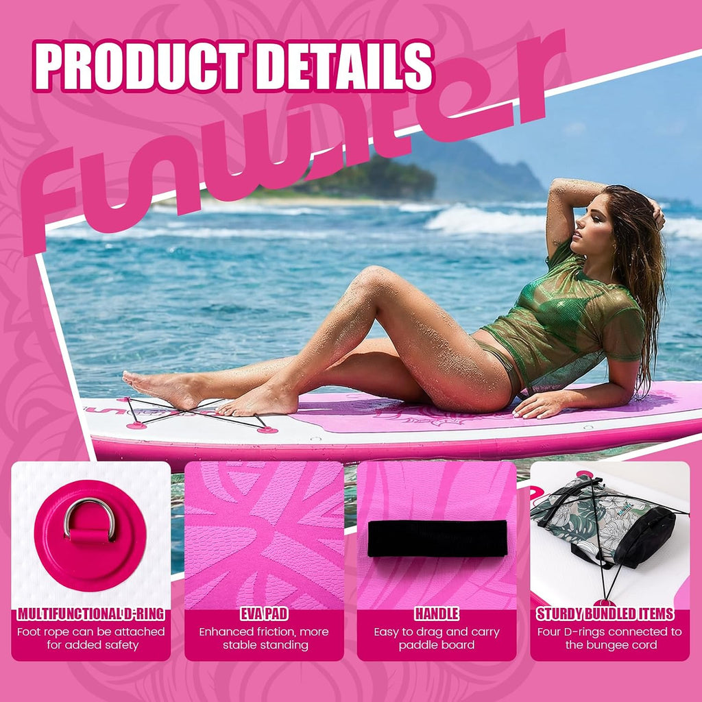 FunWater Inflatable Ultra-Light Stand Up Paddle Board for All Skill Levels with Premium SUP Paddleboard Accessories,Non-Slip Comfort Deck for Youth & Adults