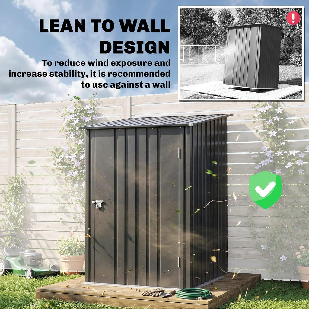 Outsunny 3.3' x 3.4' Outdoor Storage Shed, Metal Garden Tool House with Sloping Roof and Lockable Door for Backyard, Bike, Patio, Garage, Lawn, Gray