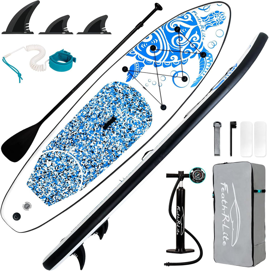 FEATH-R-LITE Inflatable Ultra-Light 10'×30''/10'6''×33'' Stand Up Paddle Board for All Skill Levels with Premium SUP Paddleboard Accessories,Non-Slip Comfort Deck for Youth & Adults
