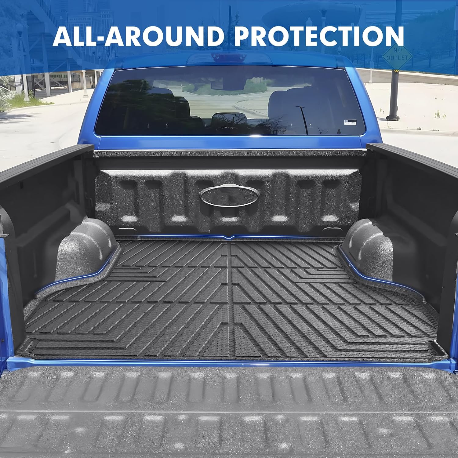 Mixsuper Floor Mats Cargo Liner for 2019-2023 Ford Ranger SuperCrew Cab, All Weather 2 Row Floor Liners and Trunk Mat Set Black