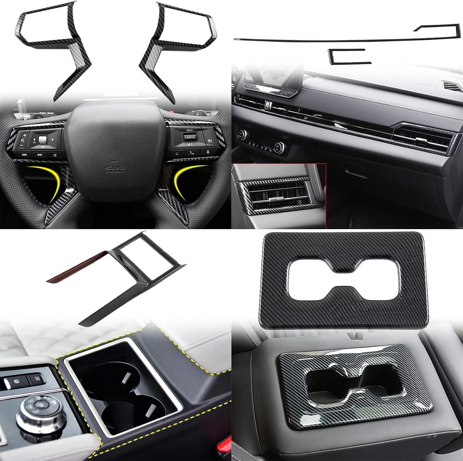 CTH for Mitsubishi Outlander 2022-2026 Car Accessories Interior Decorative Panel Cover Trims 18pcs (Not fit for SEL, GT, PHEV, Only fit for Left Hand Drive)
