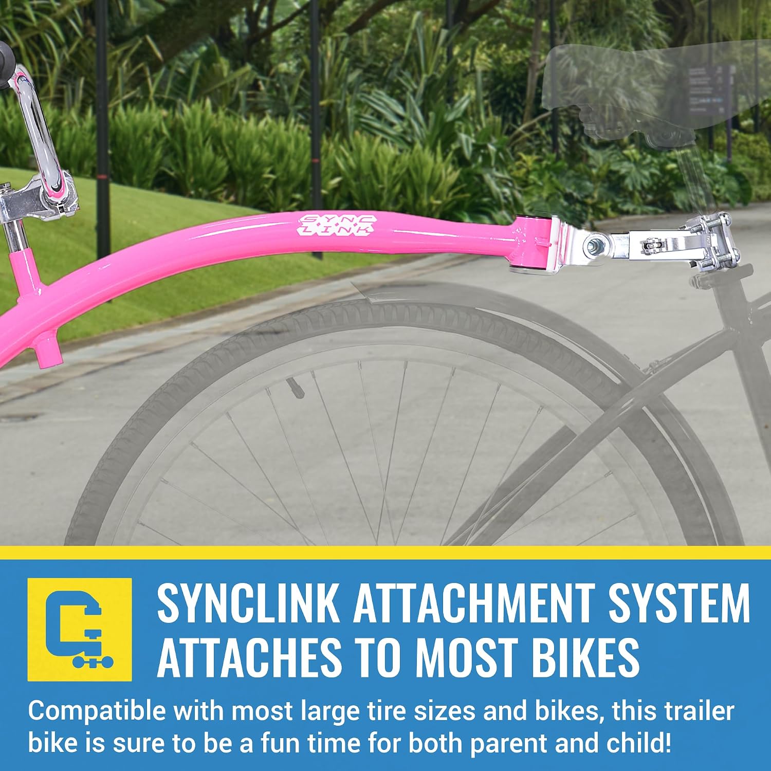 KaZAM Co-Pilot Bike Trailer - 20 Inch Bike Trailer with Adjustable BMX Stem and Handlebar - Lightweight Aluminum Frame and Padded Saddle for Cycling - Perfect for Family Rides