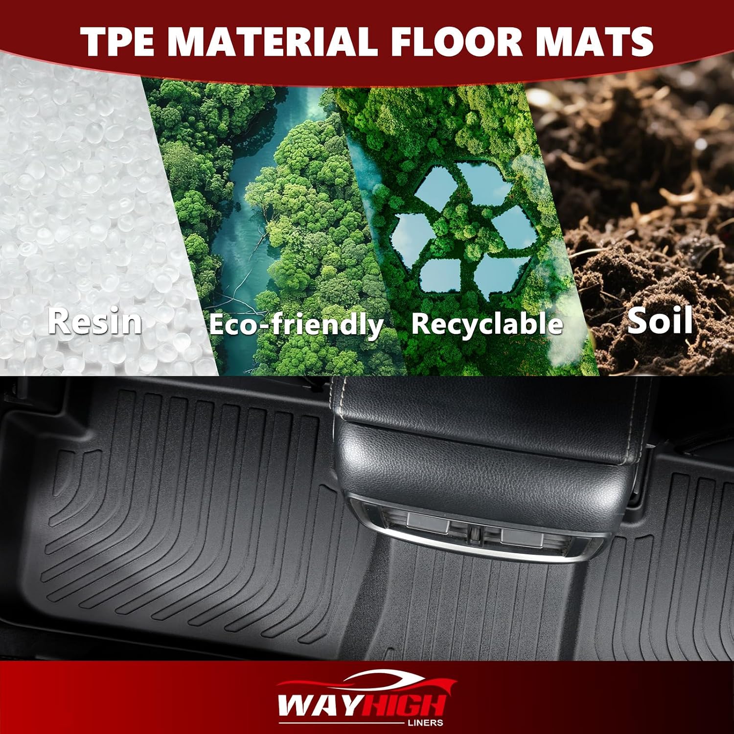 Wayhigh® Floor Mats & Cargo Liner for Toyota RAV4 2006-2012 (5 Seats) All Weather TPE Car Mats Waterproof Heavy Duty Floor Liners Custom Fit for RAV4 Accessories - Black