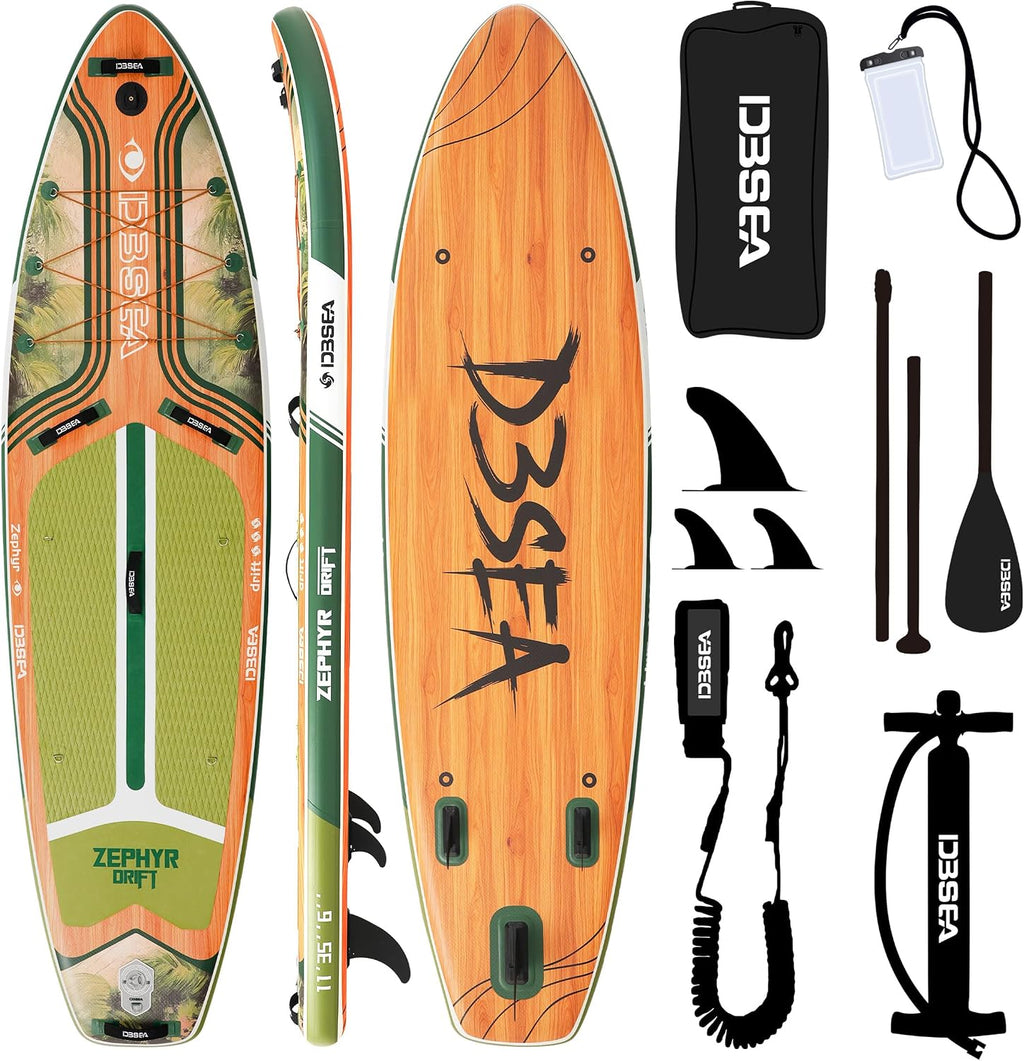 11 ft Inflatable Paddle Board with SUP Accessories, Non Slip EVA Deck, Extra Long Extra Wide iSUP, All Around Stand Up Paddle Board for Adults & Youth