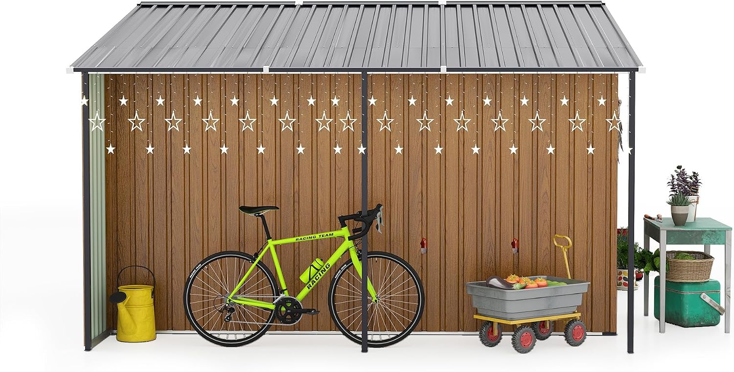 YOPTO 10x12 FT Outdoor Storage Shed,Extra Large Metal Garden Tool Shed with Lockable Doors,Windows & Air Vents,Dual-Zone Design Outside Steel Tiny House for Backyard, Patio Lawn,Yellow