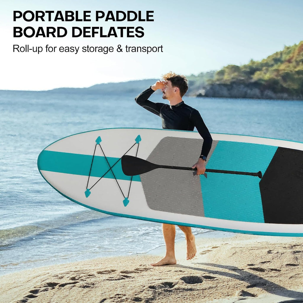 Panana Inflatable Stand Up Paddle Board 10'/10'8''x30''/32''x6'' iSUP Non-Slip Deck Paddleboard for Adults Beginners Youth, with Paddle Pump Fins Leash Backpack