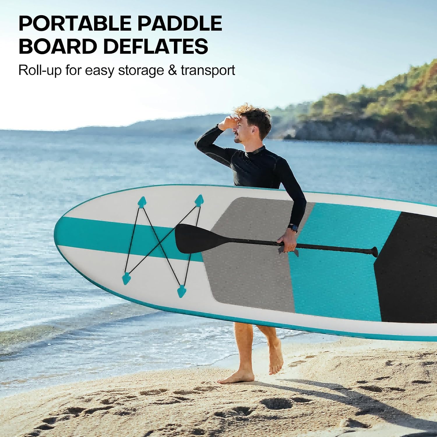 Panana Inflatable Stand Up Paddle Board 10'/10'8''x30''/32''x6'' iSUP Non-Slip Deck Paddleboard for Adults Beginners Youth, with Paddle Pump Fins Leash Backpack