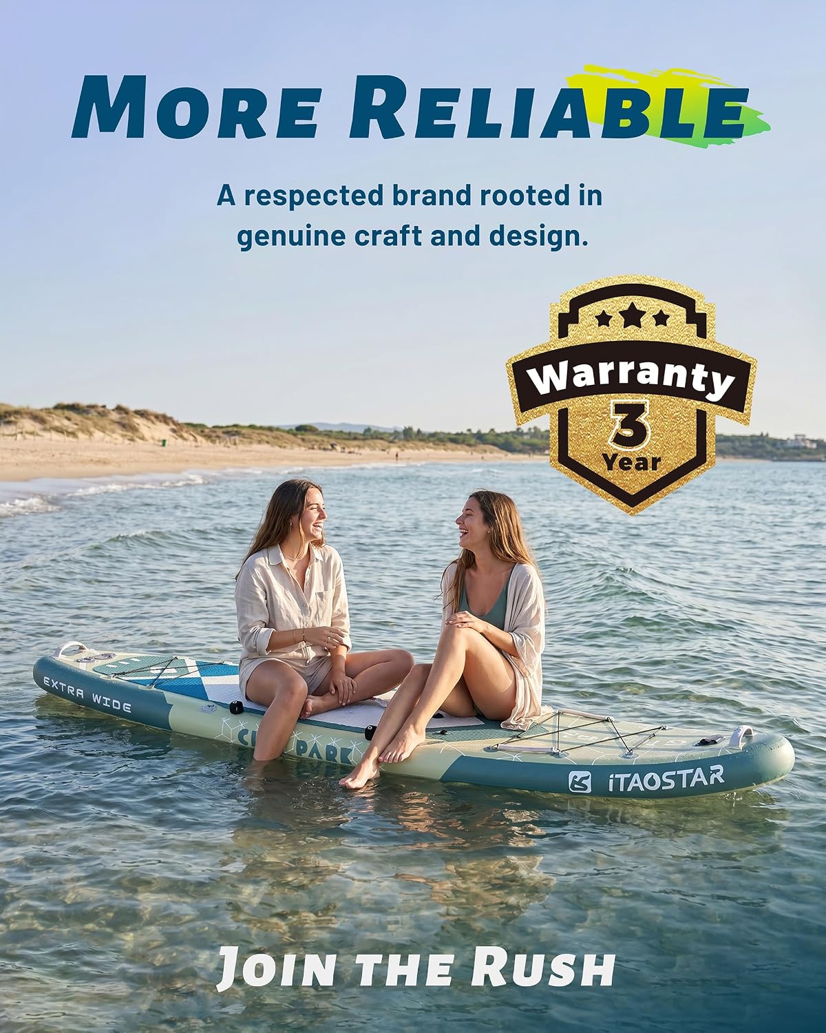 iTAOSTAR City Park 12'×35' Extra Wide Paddle Board with Seat, One-Stop Premium SUP Board Gears, Tailored 5 Fins, Stable Inflatable Stand Up Paddle Boards for Youth/Adults of All Levels