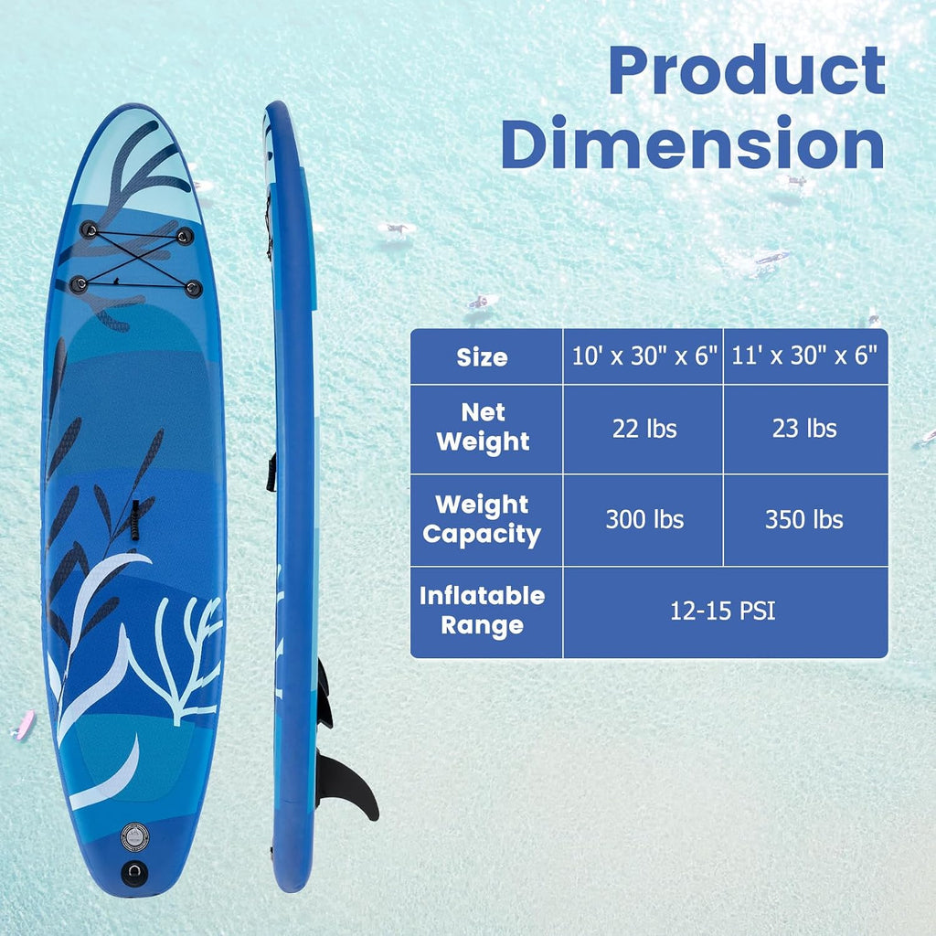 GYMAX Paddle Board, Inflatable Stand Up Paddle Board with SUP Accessories, Removable Fin, Paddle, Pump, Leash & Carry Bag, Blow Up Paddle Boards Standing Boat