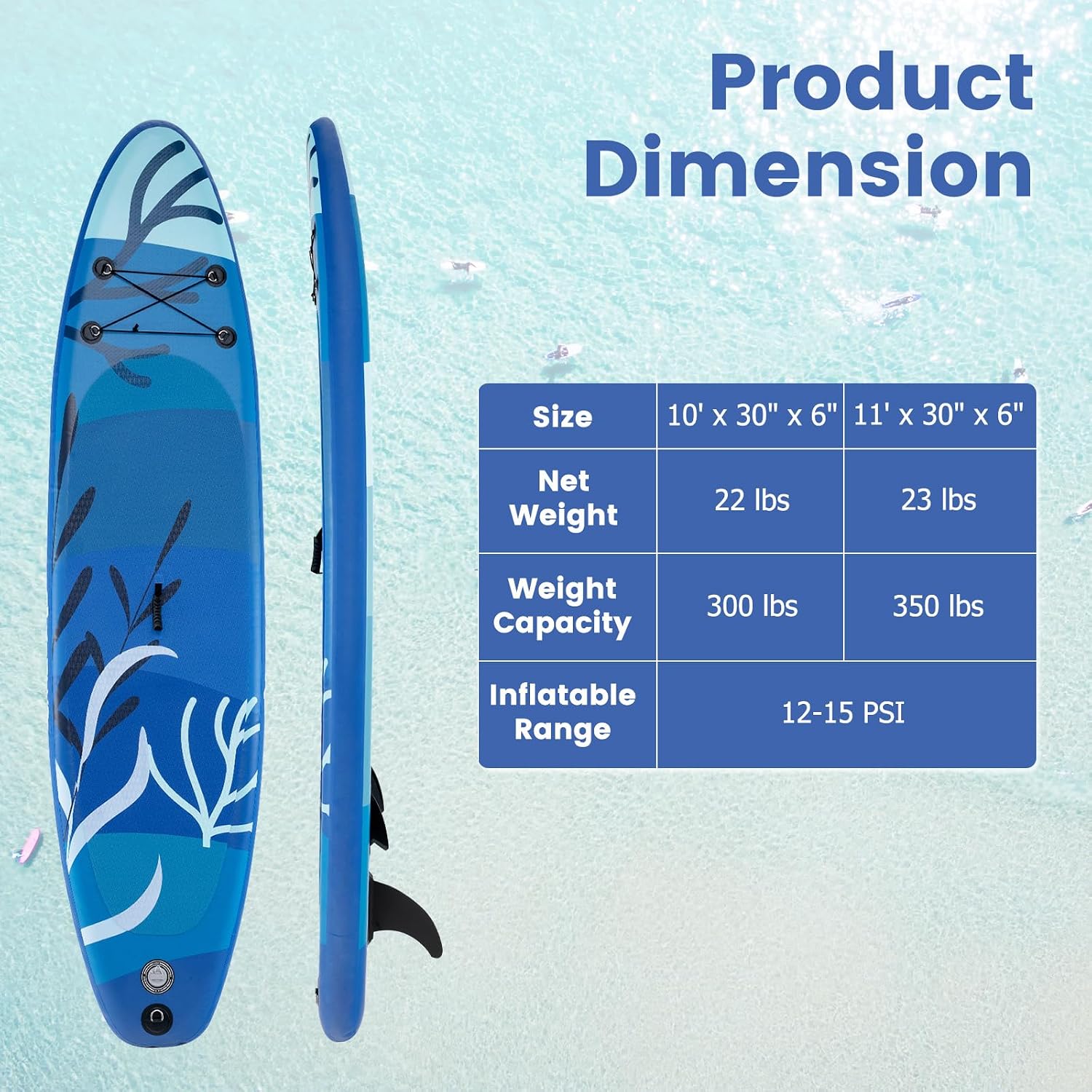 GYMAX Paddle Board, Inflatable Stand Up Paddle Board with SUP Accessories, Removable Fin, Paddle, Pump, Leash & Carry Bag, Blow Up Paddle Boards Standing Boat