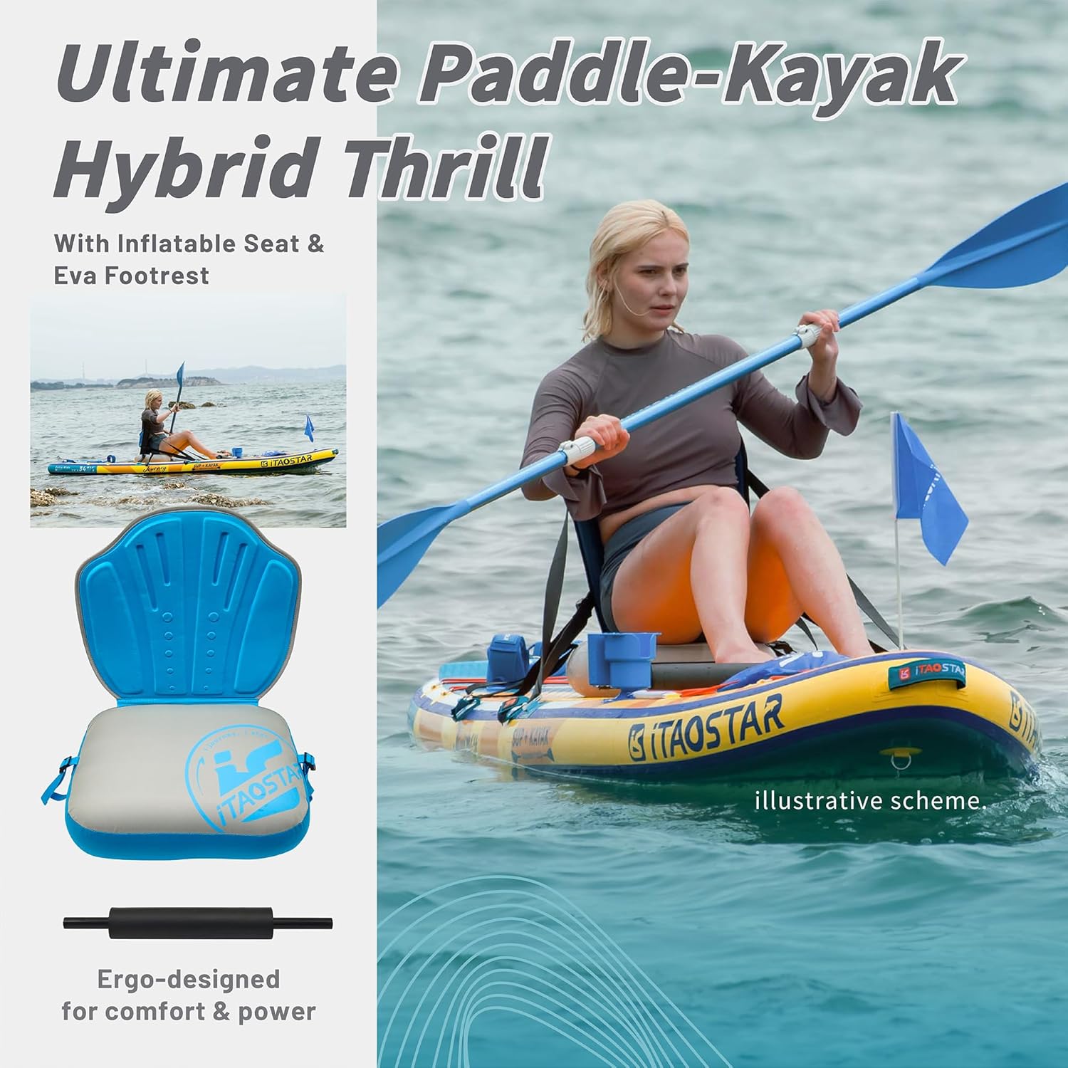 iTAOSTAR Journey 11'6' / 11'×34' / 11'×35' Extra Wide Paddle Board, One-Stop Premium SUP Board Accessories, Tailored Fins, Stable Inflatable Stand Up Paddle Boards for Youth/Adults of All Skill Levels