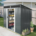 6x5 ft Outdoor Metal Storage Shed with Foundation Frame, Galvanized Steel Tool Shed with Lockable Sliding Door, Transparent Plate and Air Vent, Waterproof Garden Storage House for Backyard, Patio