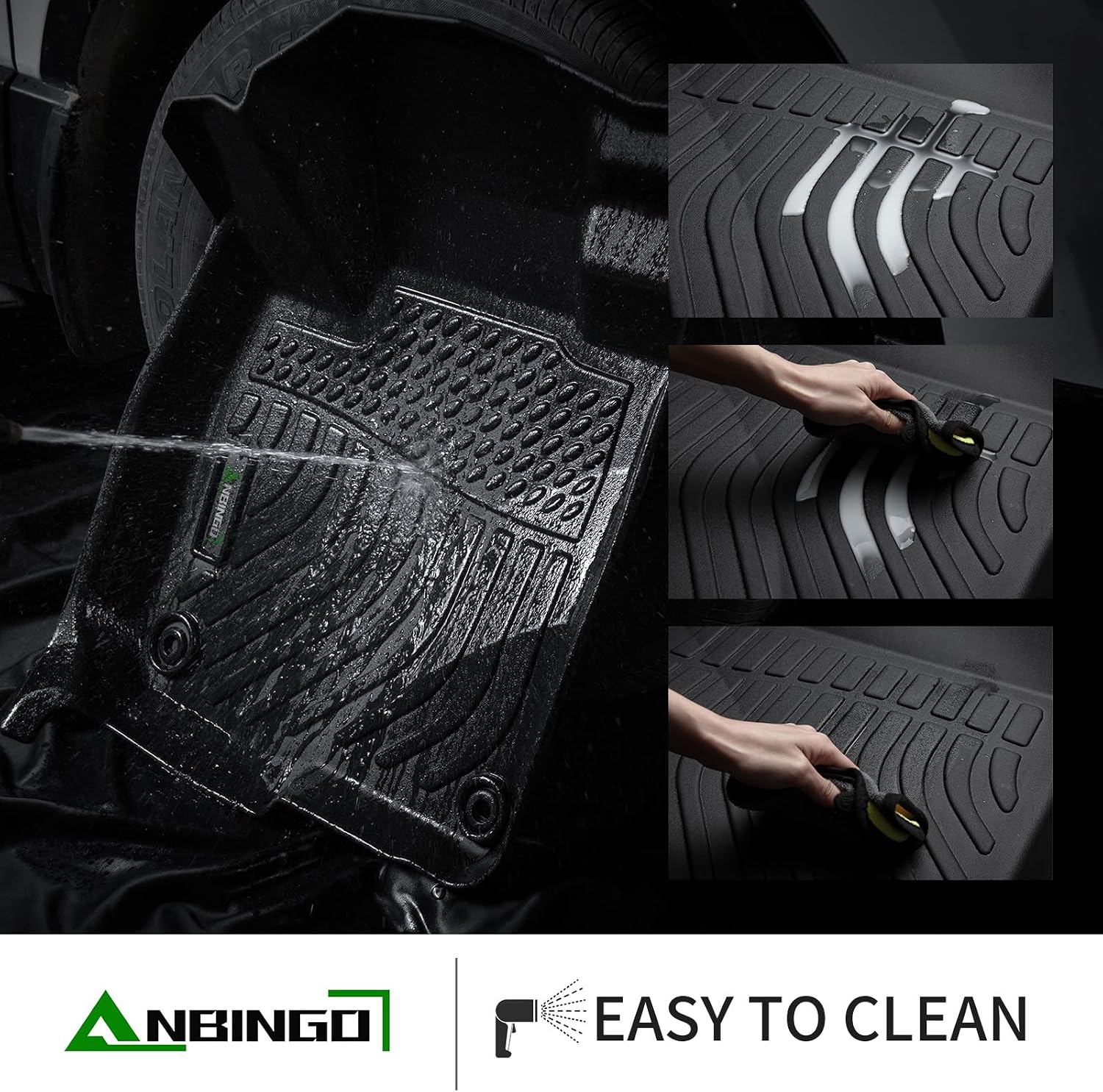 ANBINGO® Floor Mats & Seatback Cargo Liner for 2025 BMW X3 (30 xDrive / M50 xDrive) / 2025 X3 All Weather TPE Floor Liners / 1st & 2nd Row Custom Mat Full Set/Accessories - Black