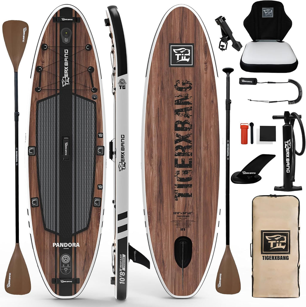 TIGERXBANG Paddle Board, 10.8' Stand Up Paddle Board with Premium Complete Inflatable SUP Accessories, Extra Wide Paddleboards for Adults & Kids-Pandora Collection
