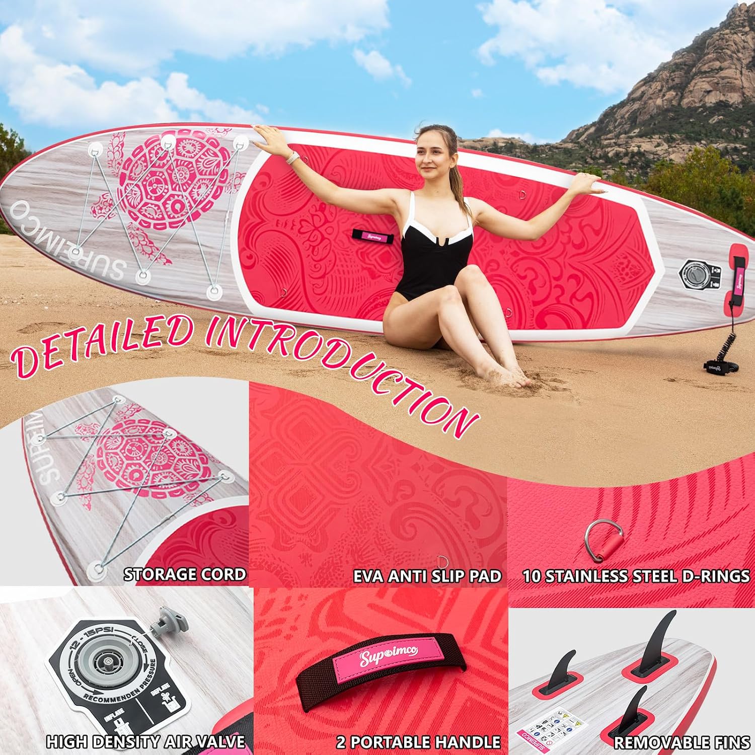 Inflatable Stand Up Paddle Board - Upgraded Glue-Free Hot Melt Technology, Long Service Life, 10'6', Anti-Slip EVA Deck, Full SUP Accessories, Included for Adults Youth All Skill Levels