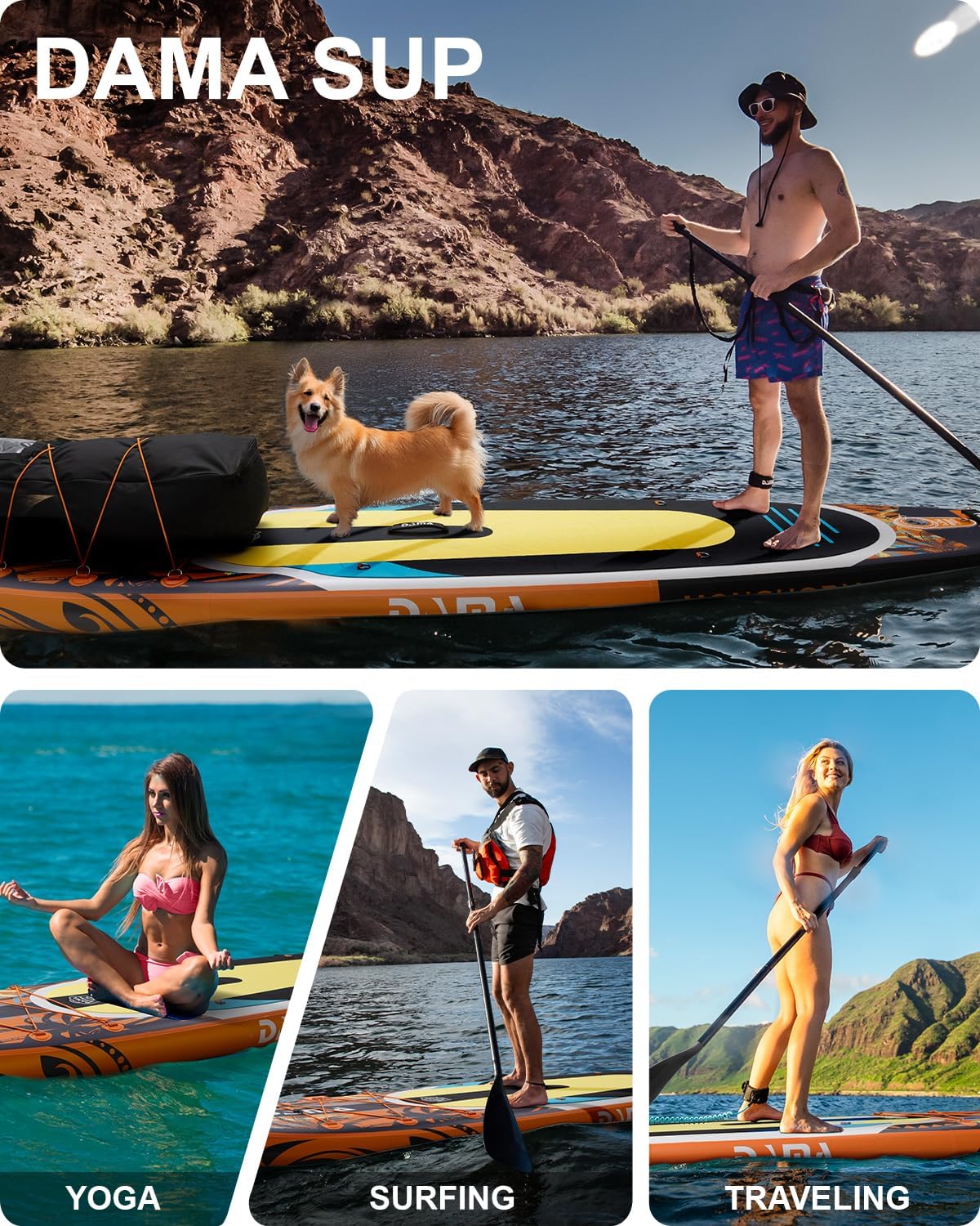 DAMA 11'*34'*6' Stand Up Paddle Board, Inflatable Paddle Board,Inflatable Paddle Boards for Adults w/a Wide, Smooth and Non Slip Deck, Versatile Styles, Suitable for Adults