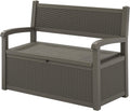 LHBGO 70 Gallon Storage Bench Deck Box for Patio Furniture with Armrest Bench Outdoor Storage