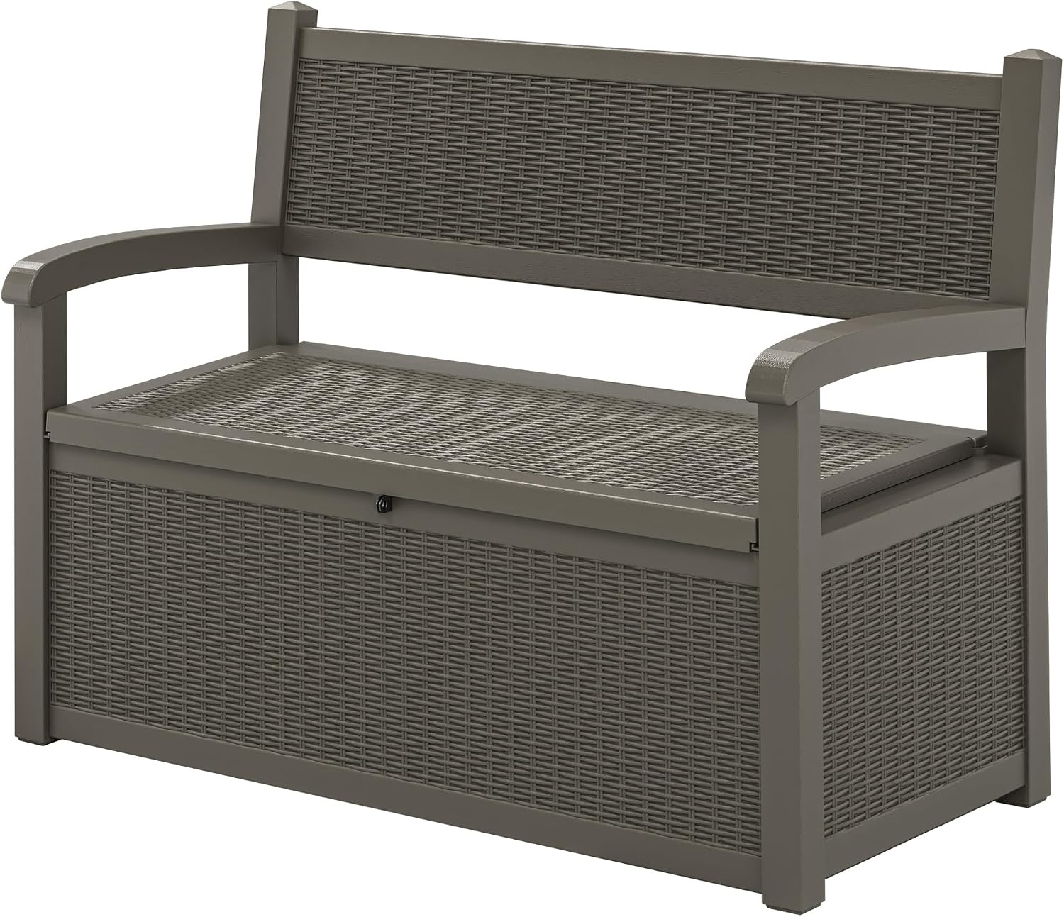 LHBGO 70 Gallon Storage Bench Deck Box for Patio Furniture with Armrest Bench Outdoor Storage