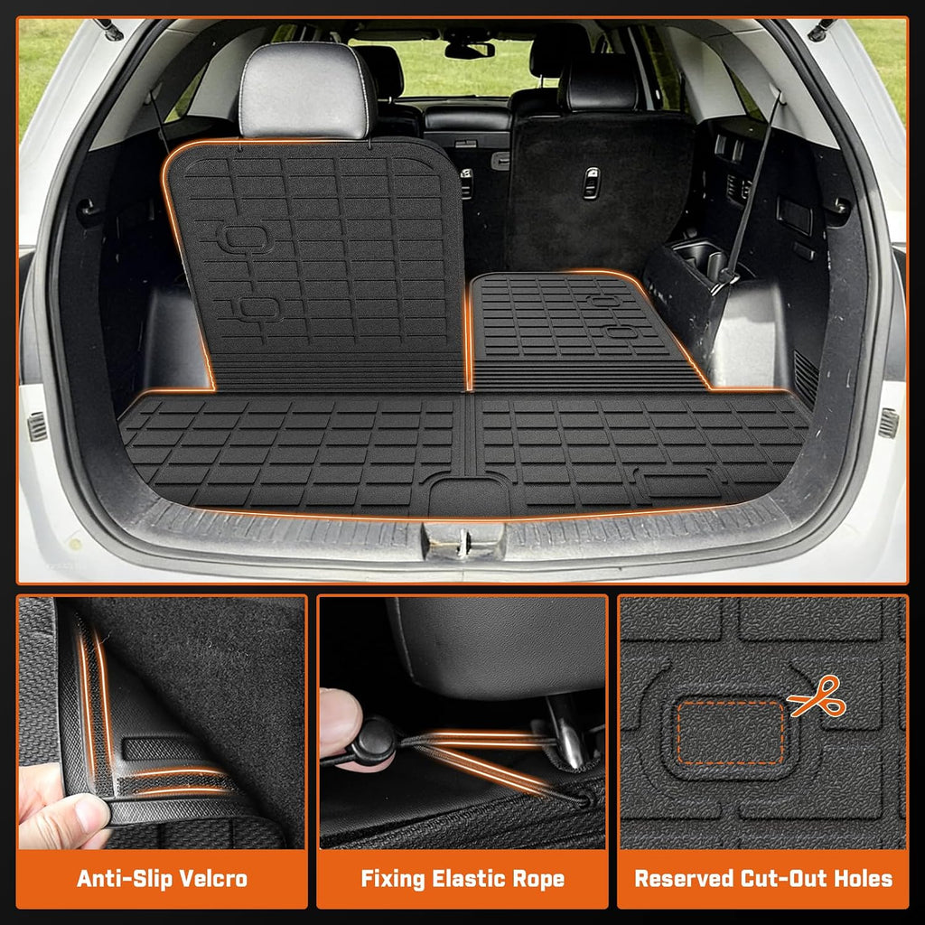 Mixsuper Sorento Floor mats-Floor Mat & Cargo Liner for Kia Sorento 7 Seats 2016-2020,All Weather TPE Rubber Floor Liners Protection for Sorento Accessories,Full Set Anti-Slip Car Mats,Black