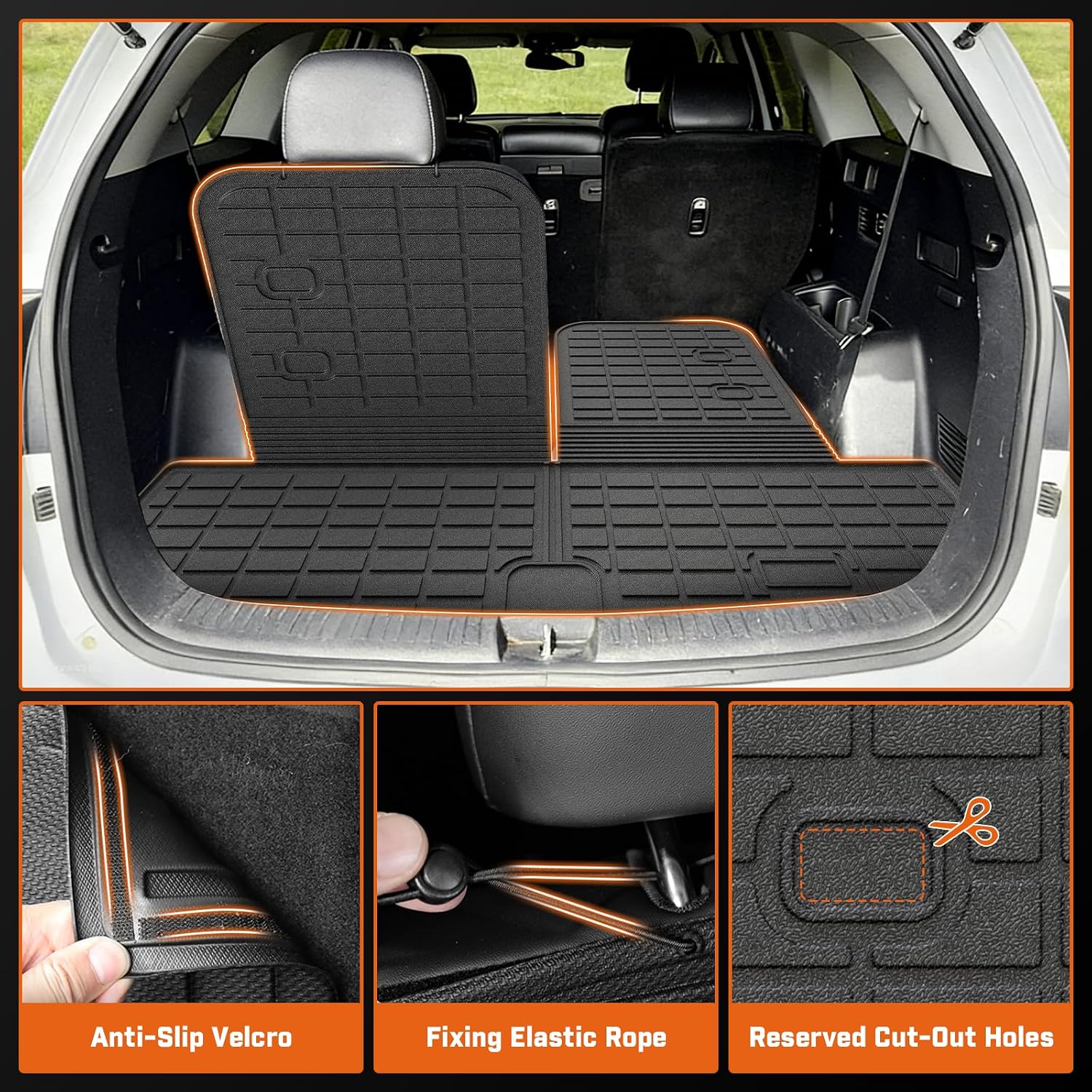 Mixsuper Sorento Floor mats-Floor Mat & Cargo Liner for Kia Sorento 7 Seats 2016-2020,All Weather TPE Rubber Floor Liners Protection for Sorento Accessories,Full Set Anti-Slip Car Mats,Black