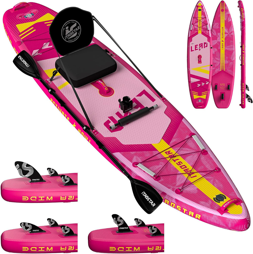 iTAOSTAR Lead 12' × 35' / 11' × 33' Stand Up Paddle Board Inflatable, Extar Wide SUP Board with 5 Fins Stable Design for Adults, Youth, All Skill Levels, Lakes, Oceans