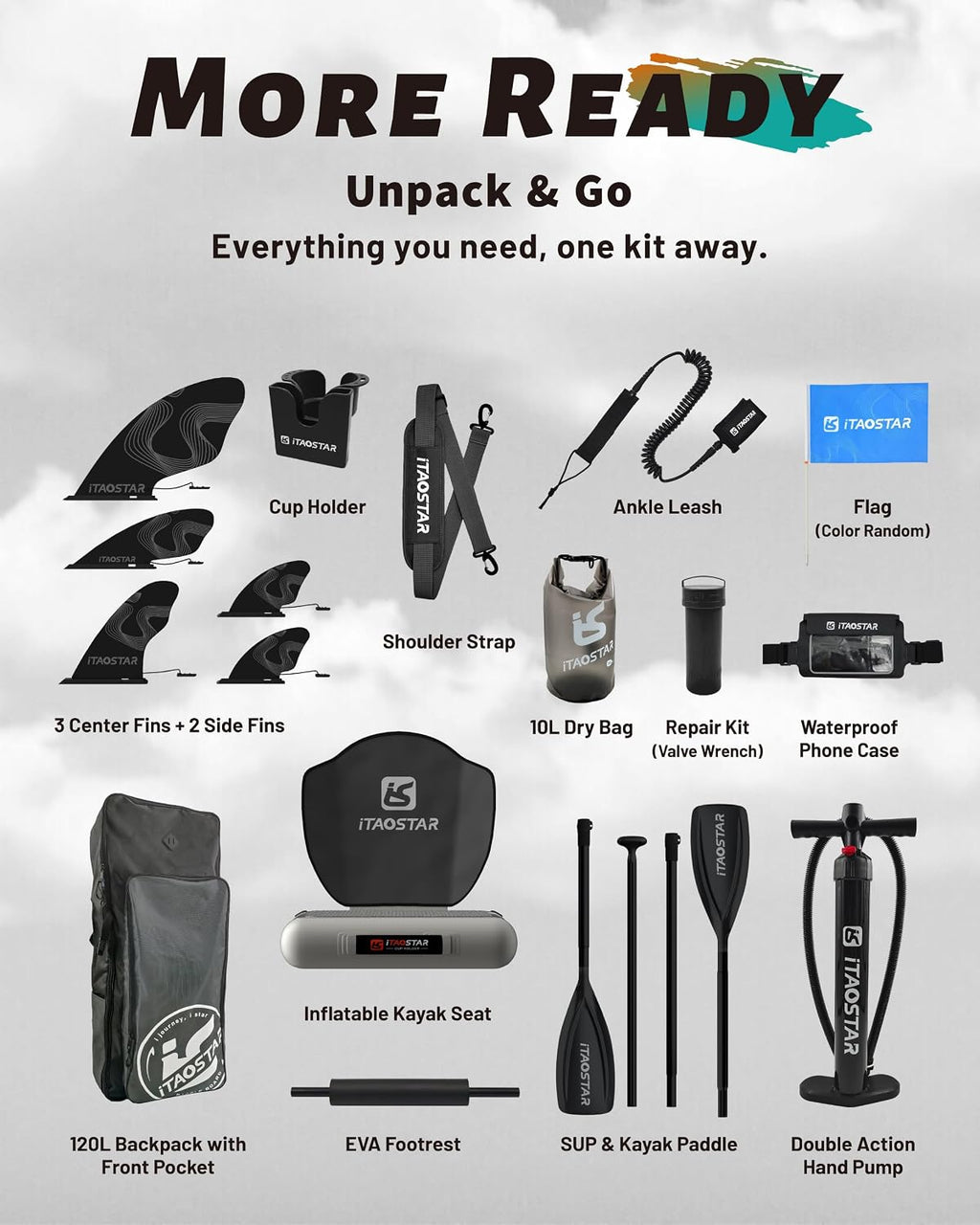 iTAOSTAR Novelty 11'6' x 35' Inflatable Stand Up Paddle Board with Seat- Stable SUP Board for Adults - Portable Paddleboard for Yoga, Surfing, Fishing - Includes Full Accessories Kit