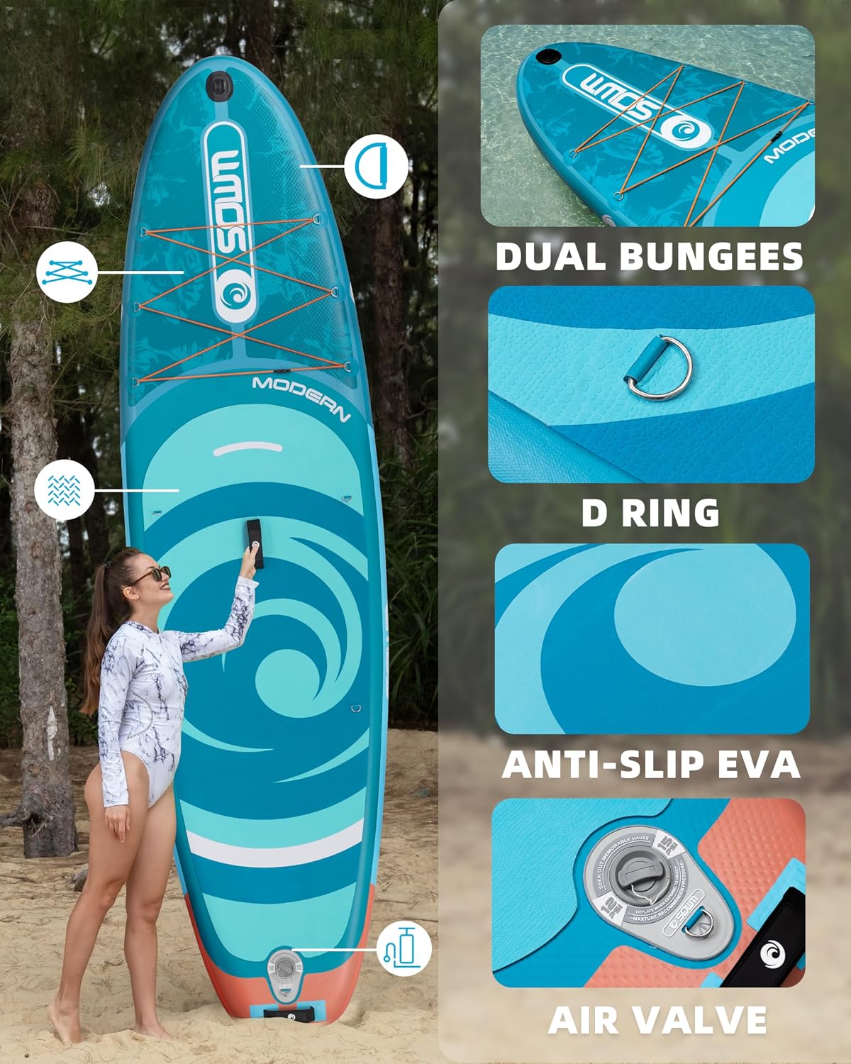 Inflatable Paddle Boards, Stand Up Paddle Board for Adults Youth of All-Round, 10'6'' *33'' * 6'' Extra Wide & No-Slip Sup for Yoga Fishing