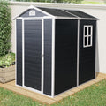 YOPTO 4x6 FT Outdoor Storage Shed,Garden Shed with Floor & Window,All Weather Waterproof Tool House W/Air Vent,Sloped Roof & Lockable Door,for Patio,Yard,Lawn,Black