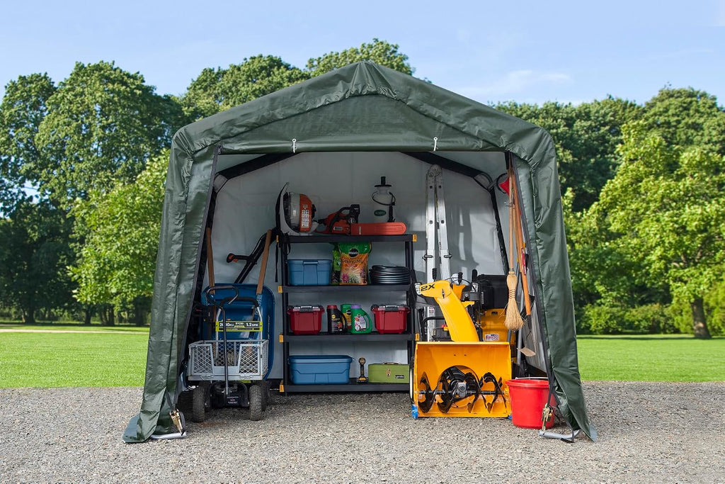 Scotts 10' x 10' x 8' All Season Outdoor Storage Shed with Waterproof Cover, Green