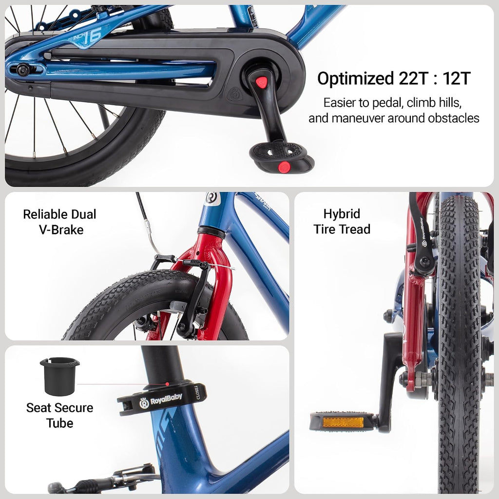 RoyalBaby EZ Kids Bike 12 14 16 18 20 Inch Balance Pedal 2-in-1 Training Bicycle Boys Girls Ages 3 to 12 Years Easy Learn for Beginners