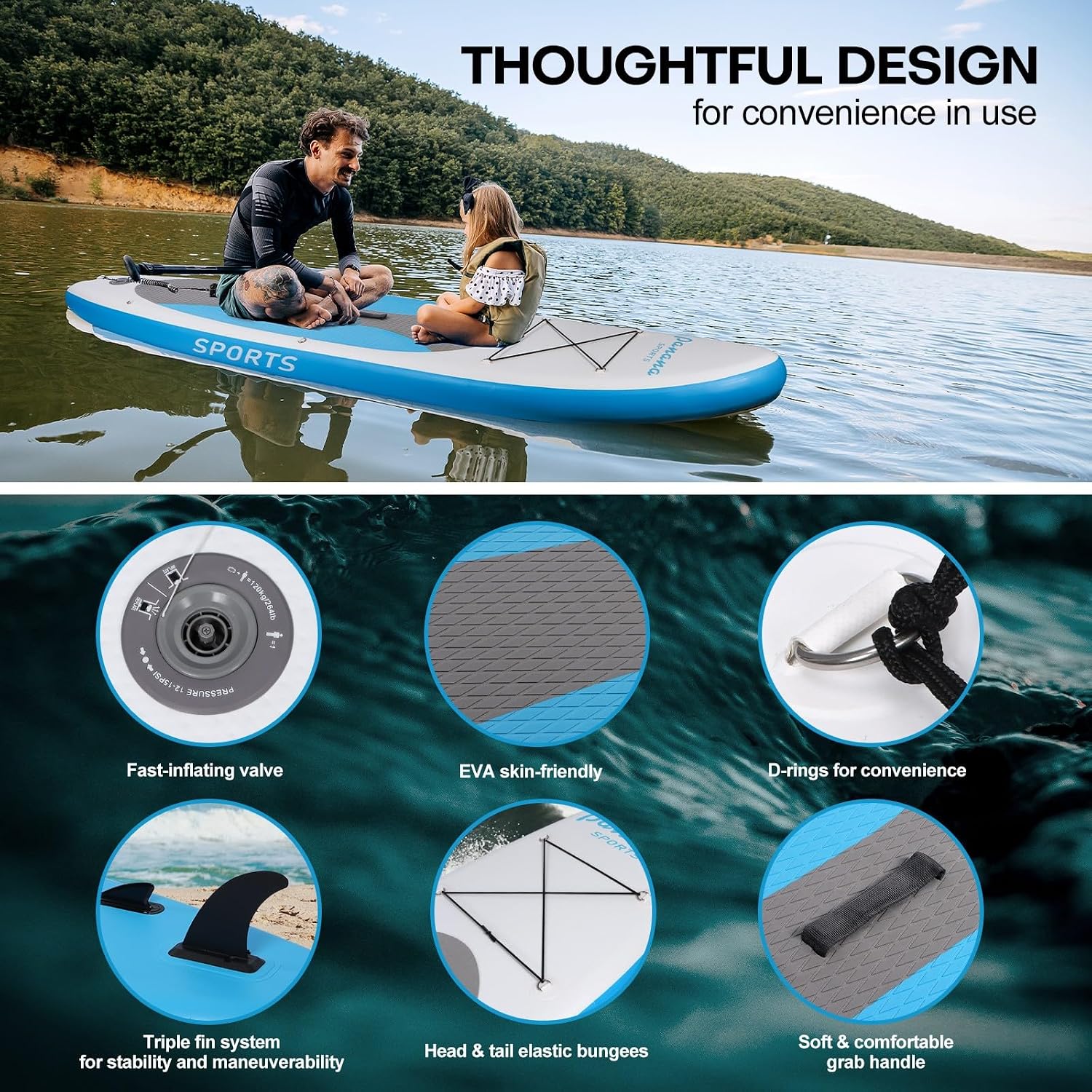 Panana Inflatable Stand Up Paddle Board 10'/10'8''x30''/32''x6'' iSUP Non-Slip Deck Paddleboard for Adults Beginners Youth, with Paddle Pump Fins Leash Backpack