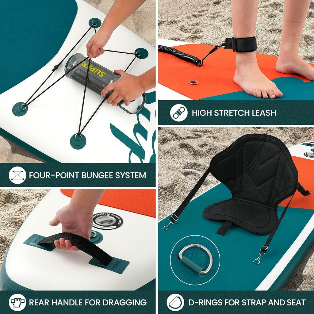 Inflatable Stand Up Paddle Board Includes Paddle, Dual Action Pump, and Accessories 11ft Lightweight iSUP, 33'*6' Wide Stable Design, Anti-Slip EVA Deck, Paddle Board for Adults