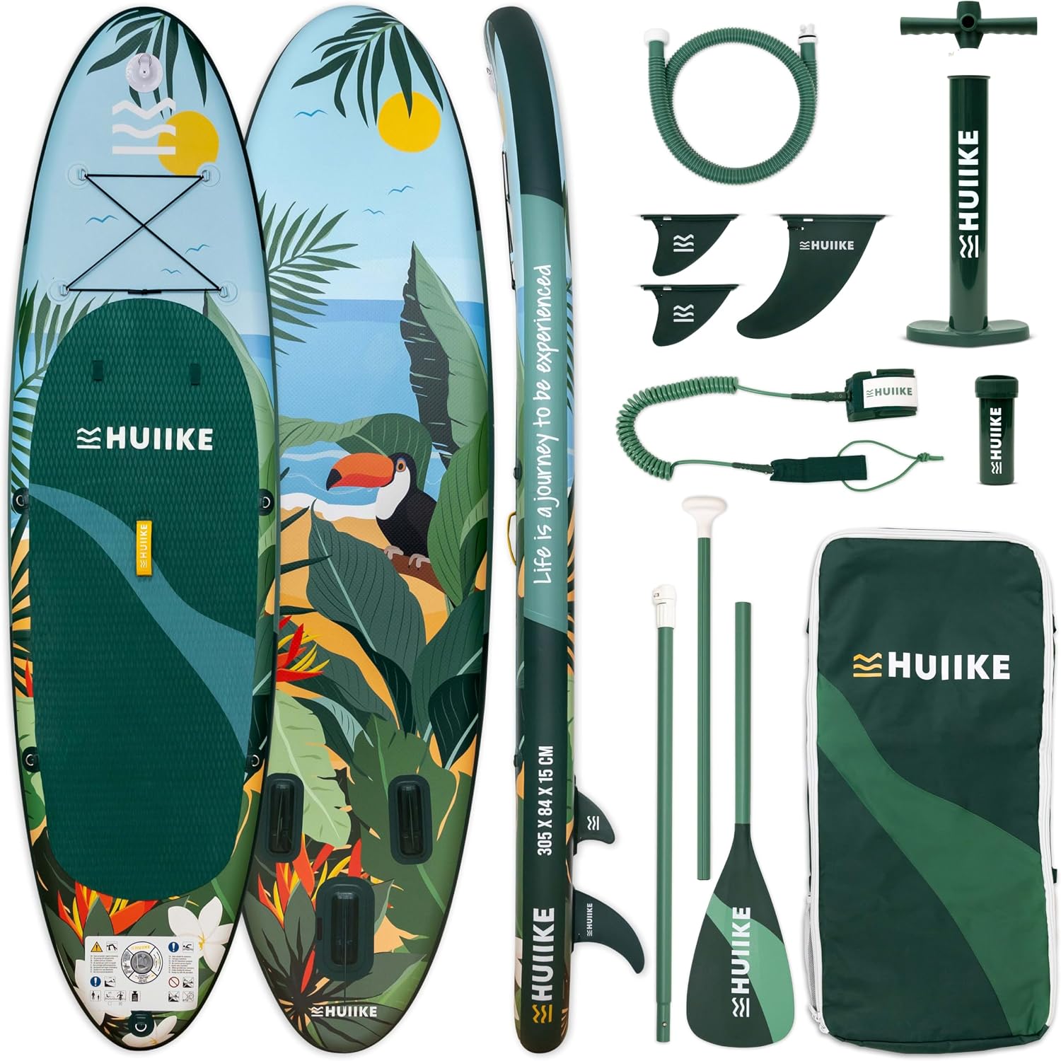 HUIIKE Inflatable Paddle Board for Adults with Accessories Included, Oar, Fins, Pump. Stand Up Paddleboard Great Stability and Resistance. 10' x 33' x 5.9', Maximum Load 286 lb