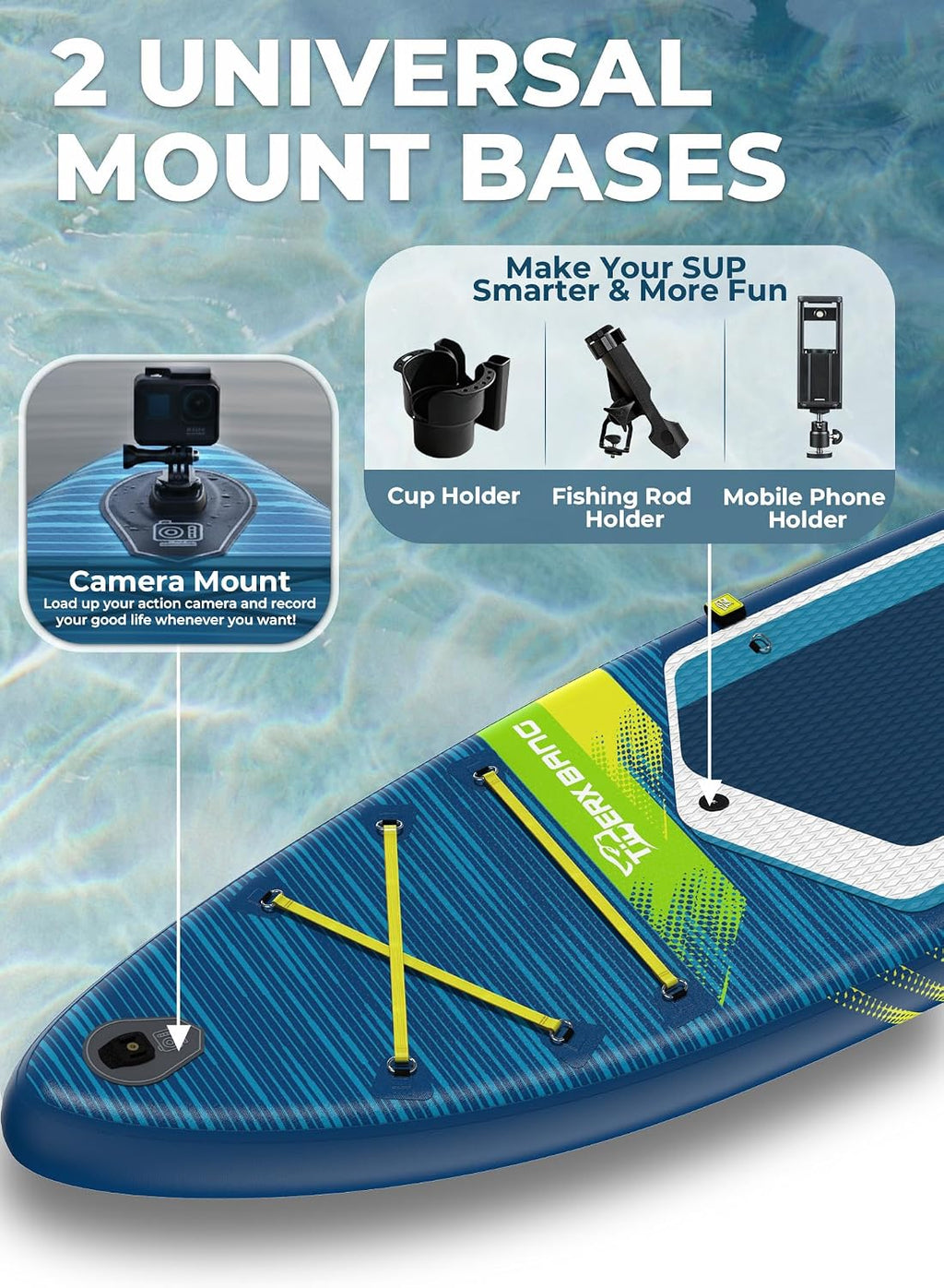 TIGERXBANG 11'6'/11'/10' Inflatable Paddle Board with Complete Accessories, Versatile Premium Paddle Boards for Adults/Youth, Stand Up Paddle Board Polar/Wave/Sunny Wave Collection