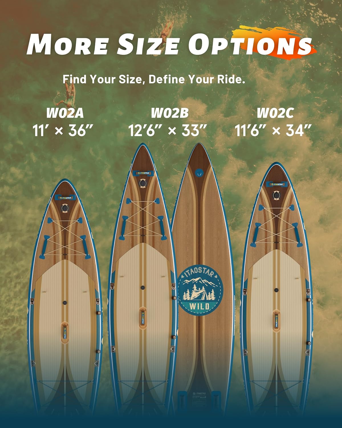 iTAOSTAR Wild 11'×36'/11'6'×34'/12'6'×33' Inflatable Paddle Board with Seat, One-Stop Premium SUP Board Gears, Tailored 5 Fins, Stable Inflatable Stand Up Paddle Boards for Youth/Adults of All Levels