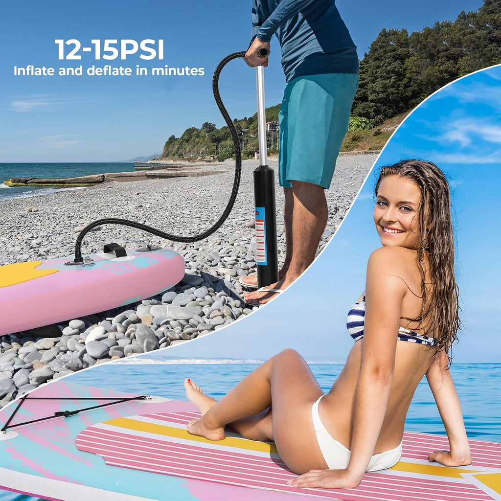TLSUNNY 10/11/12FT Inflatable Stand Up Paddle Board W/SUP Accessories, Surf Board W/ 3 Fins Paddleboard, 12-15 PSI Hand Pump, Repair Kit, Straps, Carrying Bag for Youth & Adults All Skills