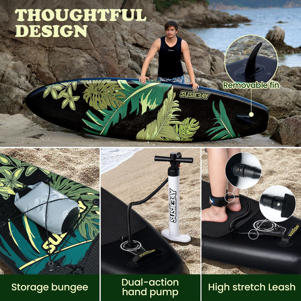 Inflatable Stand Up Paddle Board, 11ft 10'6' Paddle Board for Adults & Youth, Durable SUP Accessories with Non-Slip Deck, Dual Hand Pump,10L Dry Bag,108L Backpack