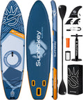 11'×34'' Extra Wide Inflatable Paddle Board with Seam Welded Technology, Stand Up Paddle Board, 420lb Capacity for Adults, Sup Board for All-Level with 2-Blade Paddle/Dual-Action Pump/Leash
