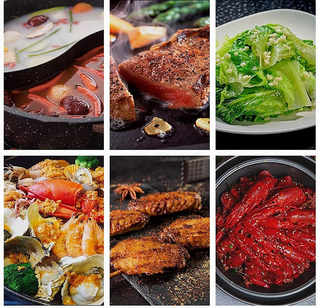 Indoor Korean Barbecue Grill Indoor Korean Bbq Grill, Portable Electric Grill, Electric Barbecue Pot, Teppanyaki Grills, for Household Dinner And Entertainment Party,Portable Nonstick Griddle