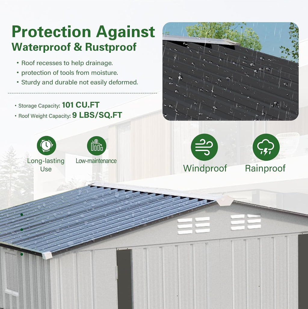 6x3.5 FT Outdoor Storage Shed, Small Metal Garden Shed with Window, Outside Tool Sheds with Lockable Hinged Doors, Waterproof Storage Building with 4 Air Vents for Backyard, Patio, Lawn, White