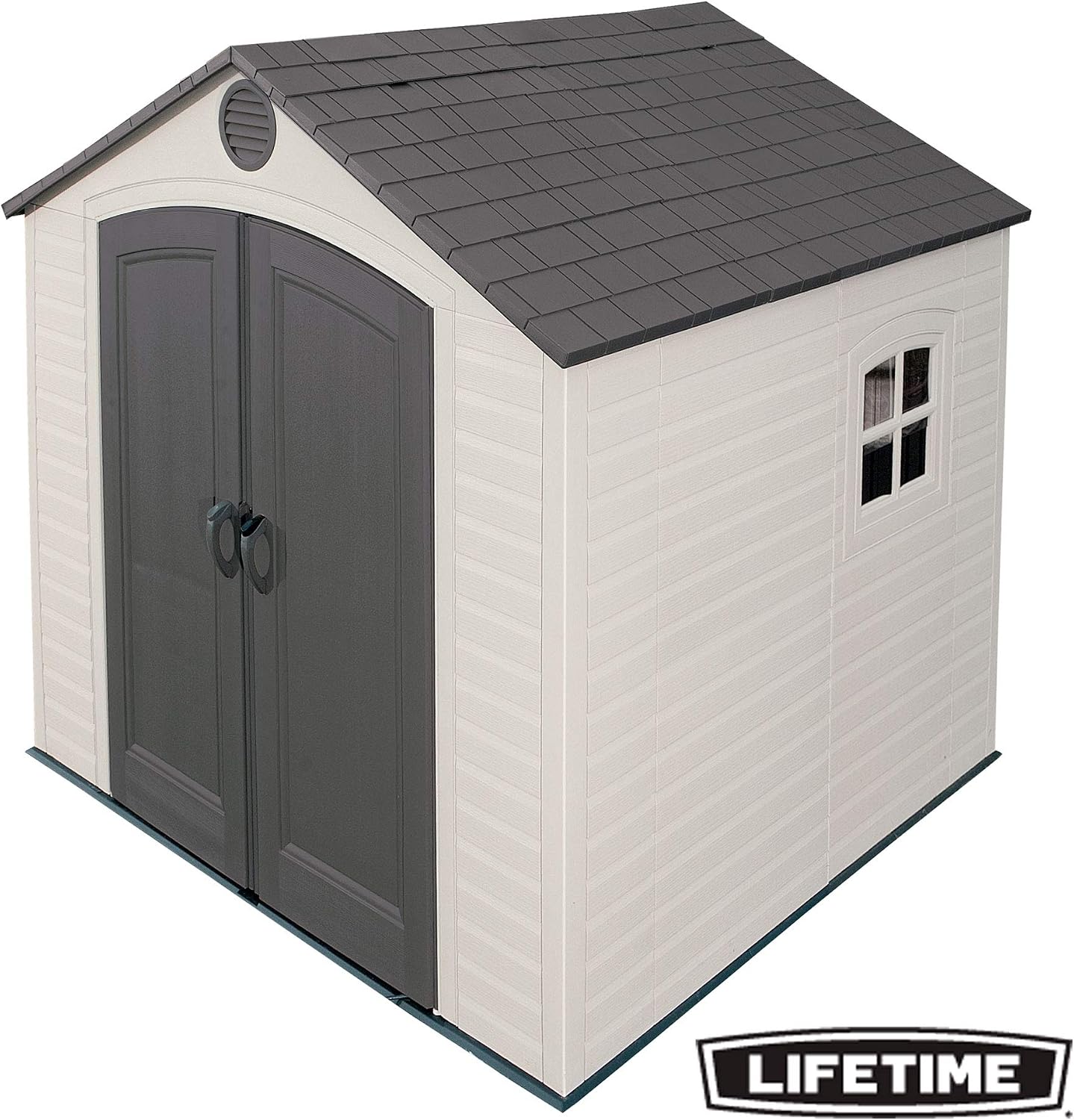LIFETIME 6411 Outdoor Storage Shed with Window, 8 by 7.5 Feet,Putty/Brown