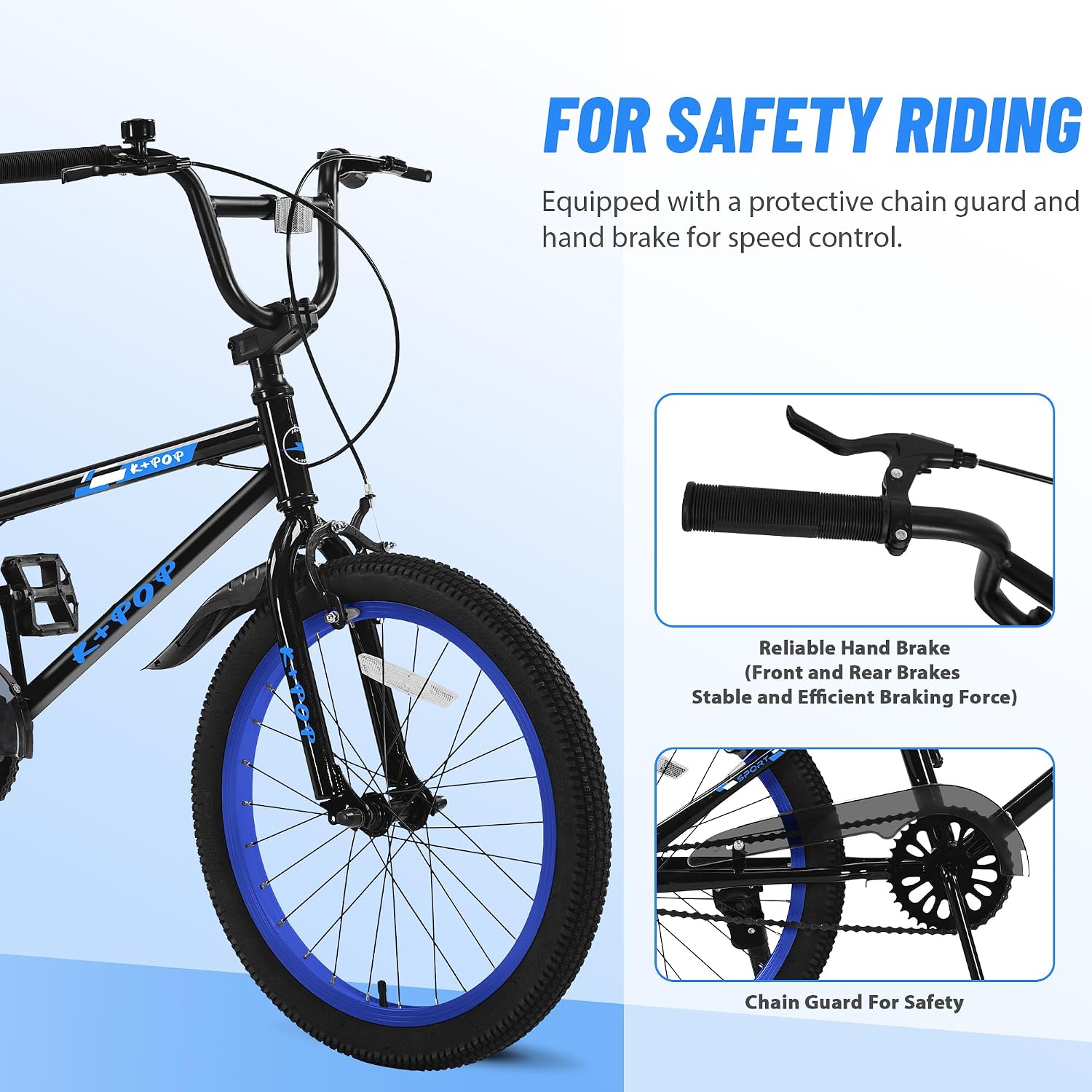 20 Inch Kids' Bike for Boys Aged 7-12, BMX-Style Boys Bike for Kids, Lightweight Children's Bicycles, Kids' Bicycles with Front and Rear Brakes, Adjustable Seat, Kickstand