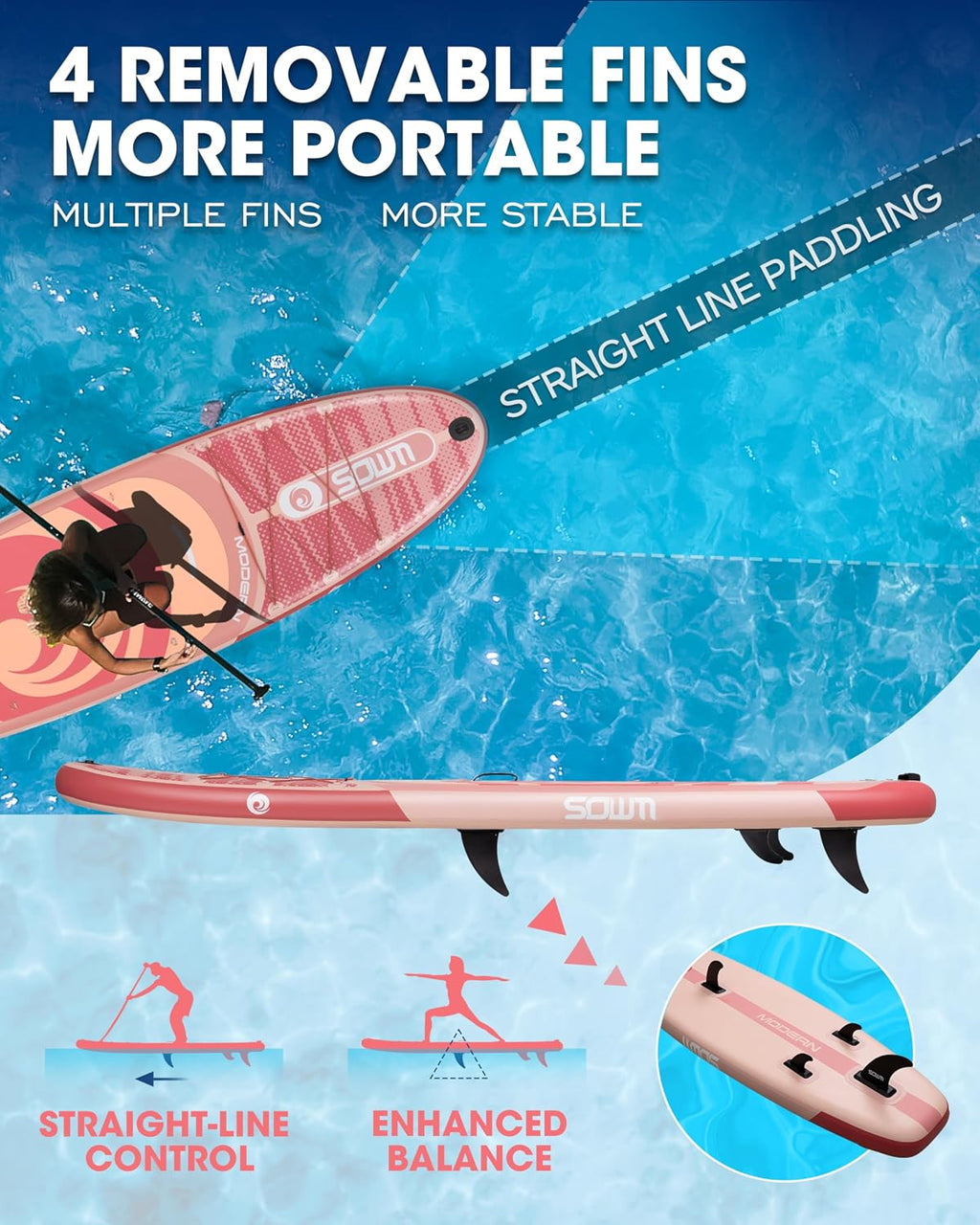 Inflatable Paddle Boards, Stand Up Paddle Board for Adults Youth of All-Round, 10'6'' *33'' * 6'' Extra Wide & No-Slip Sup for Yoga Fishing