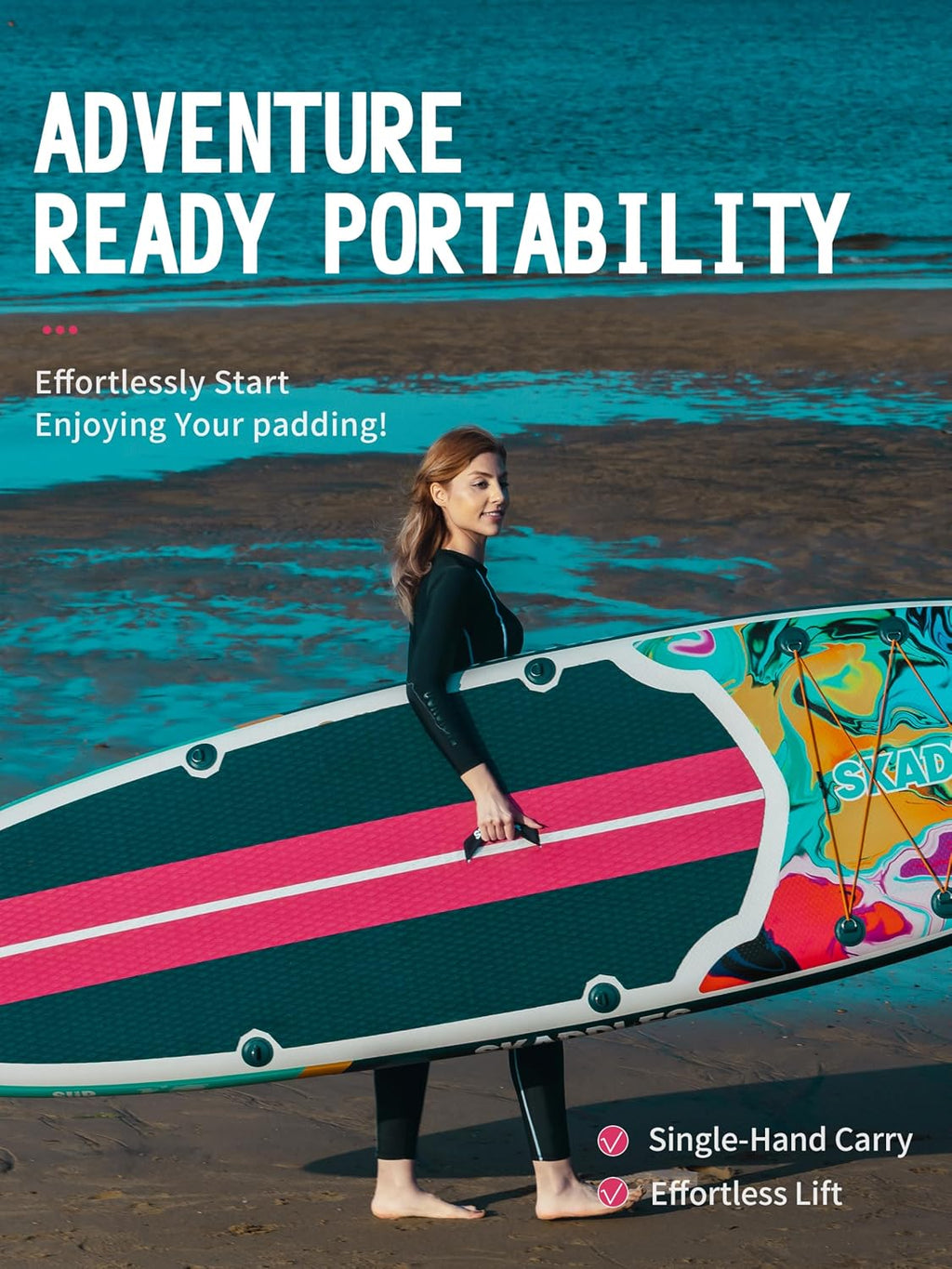 10'6'' Inflatable Stand Up Paddle Board (SUP) for Adults and Youth with Non-Slip Deck – Complete Accessories Kit, for Fishing, Yoga, Fitness & Family Fun