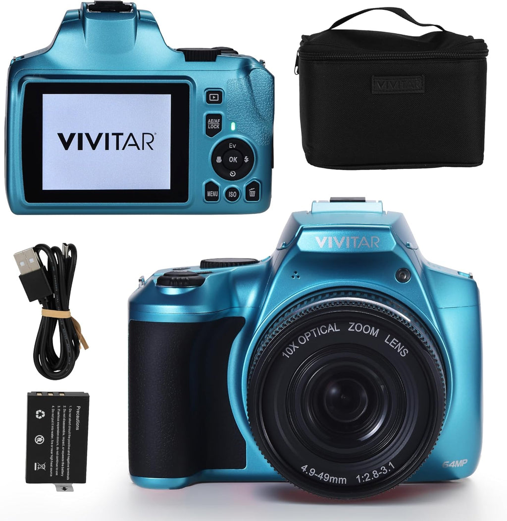 4K Digital Camera with 64 MP, 10x Optical Zoom, 3.0' LCD Display, LED Flash, Auto Focus, Macro Mode, 4K Video Recording, Memory Included, Photography and Vlog Camera
