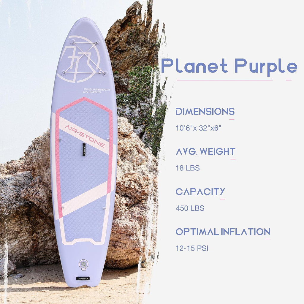 AIR-STONE 10'6' 450 lb Capacity，Inflatable Stand Up Paddle Board with sup Accessories Including Backpack, Repairing Kits, Non-Slip Deck, Leash, 3 Fins, Paddle and Hand Pump