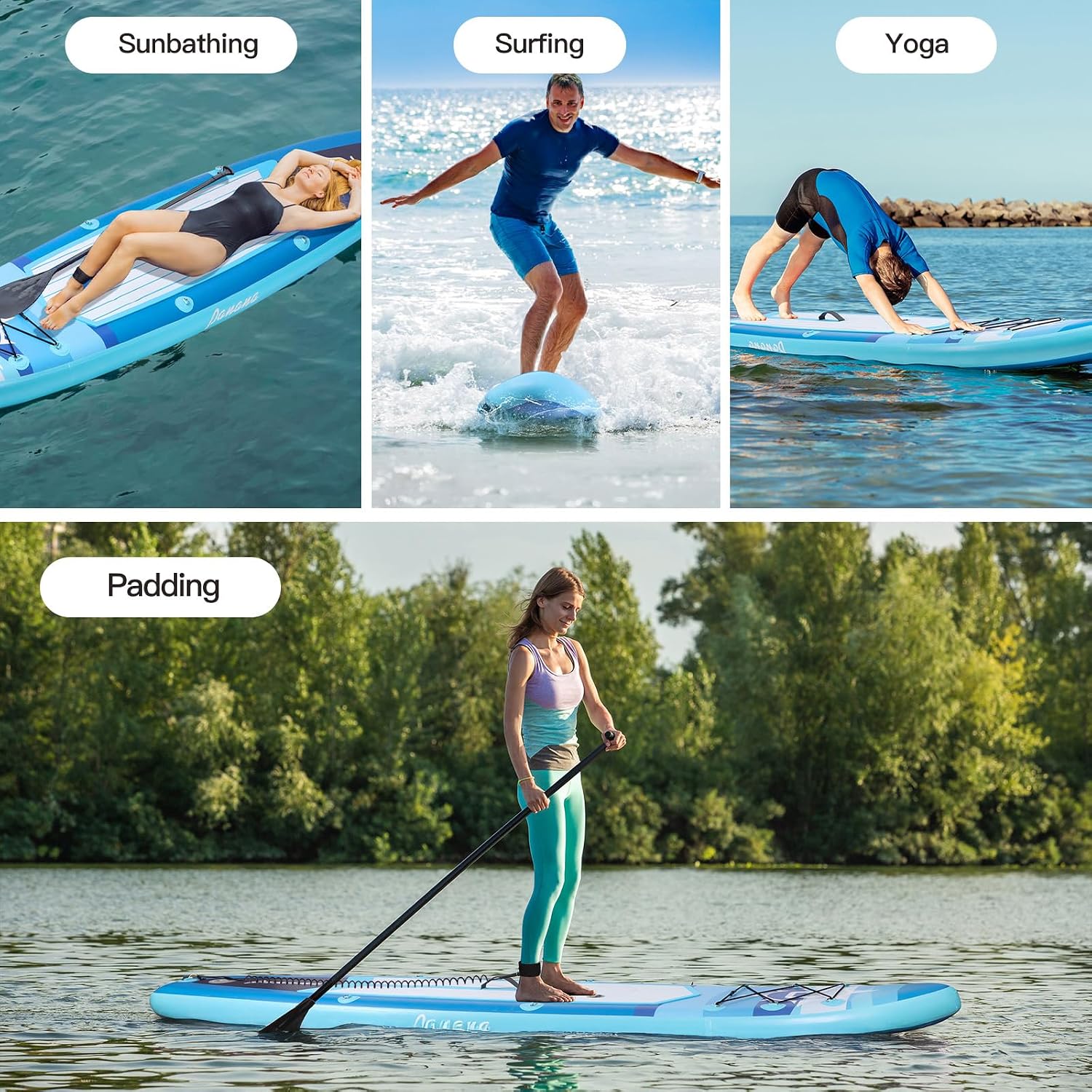 Panana Inflatable Stand Up Paddle Board 10'/10'8''x30''/32''x6'' iSUP Non-Slip Deck Paddleboard for Adults Beginners Youth, with Paddle Pump Fins Leash Backpack